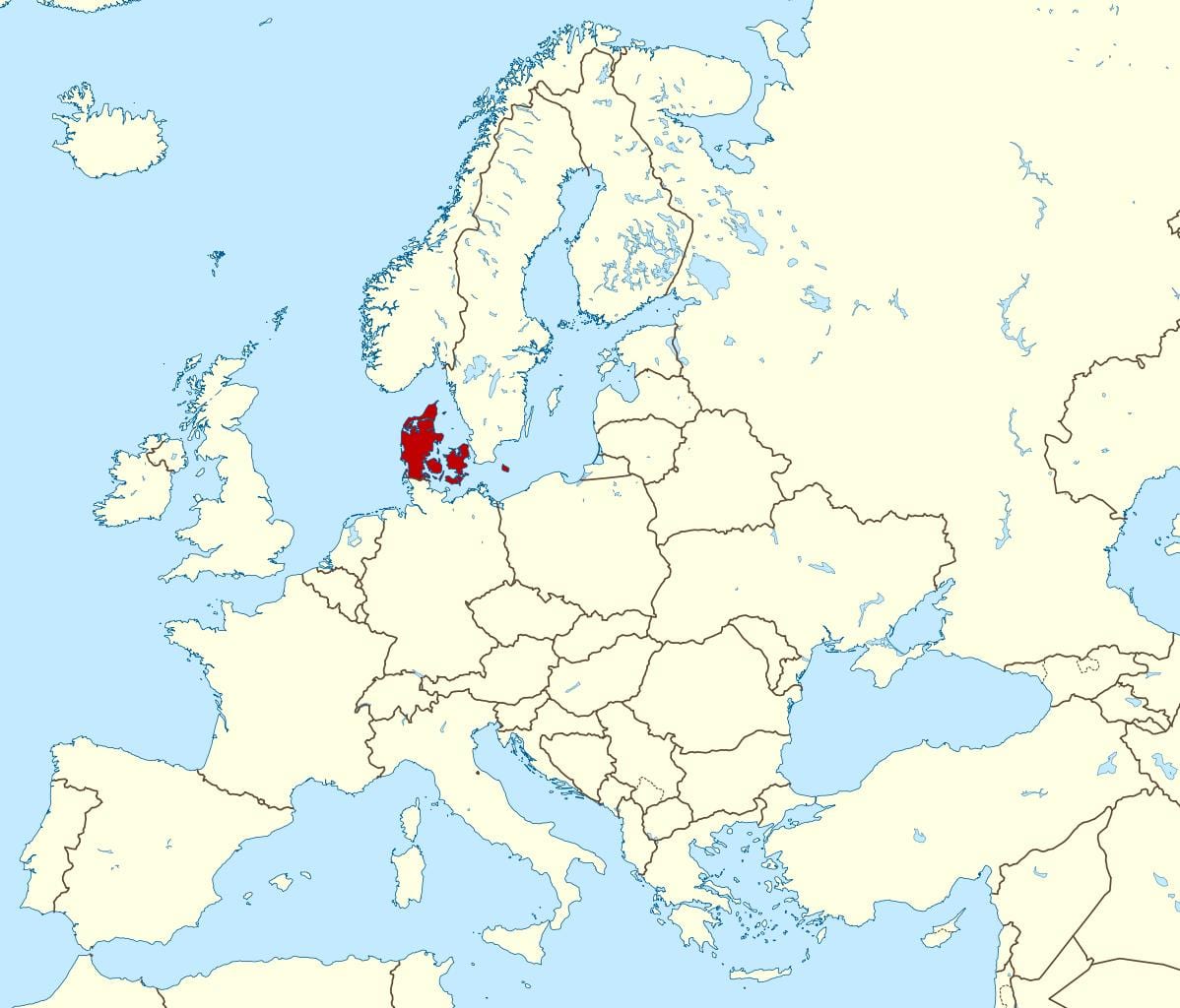 pasaulio žemėlapis, kuriame danija