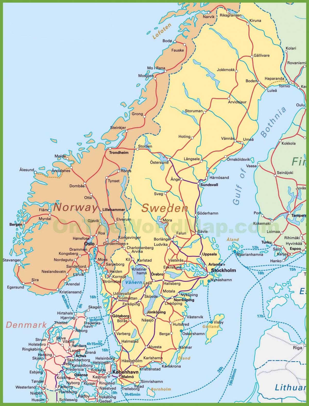 žemėlapis danija ir norvegija