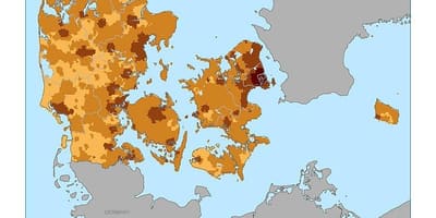Danijos gyventojų tankumo žemėlapis